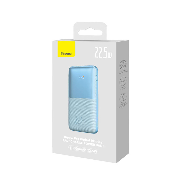 Baseus Bipow Pro powerbank 10000mAh 22.5W + kabel USB 3A 0.3m niebieski (PPBD040003)