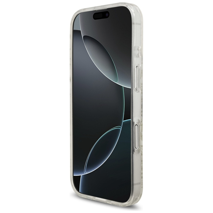 Etui Guess IML Flowers Electro Pearl     Strap MagSafe do iPhone 17 biały