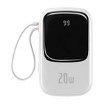 Baseus Qpow Digital Display powerbank z szybkim ładowaniem 20000mAh 20W QC/PD/SCP/FCP z wbudowanym kablem Lightning biały