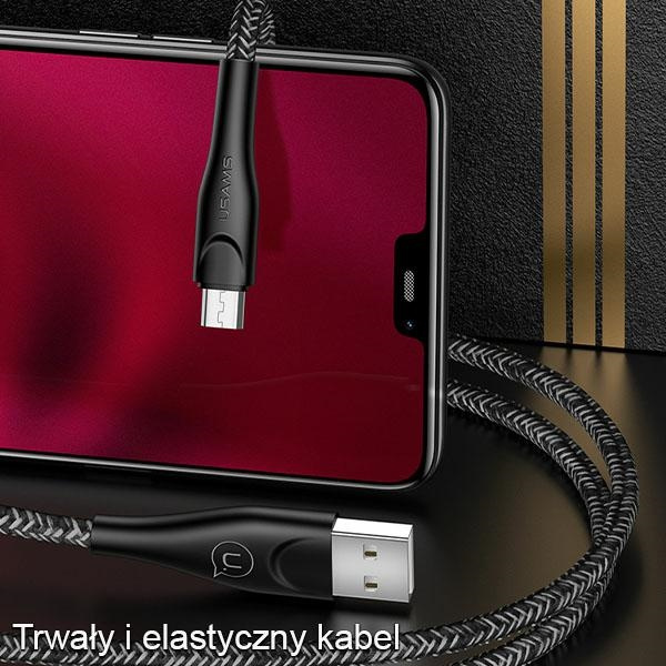 USAMS Kabel pleciony U41 MicroUSB/USB Fast Charge 1m czerwony/red SJ393USB02 (US-SJ393)