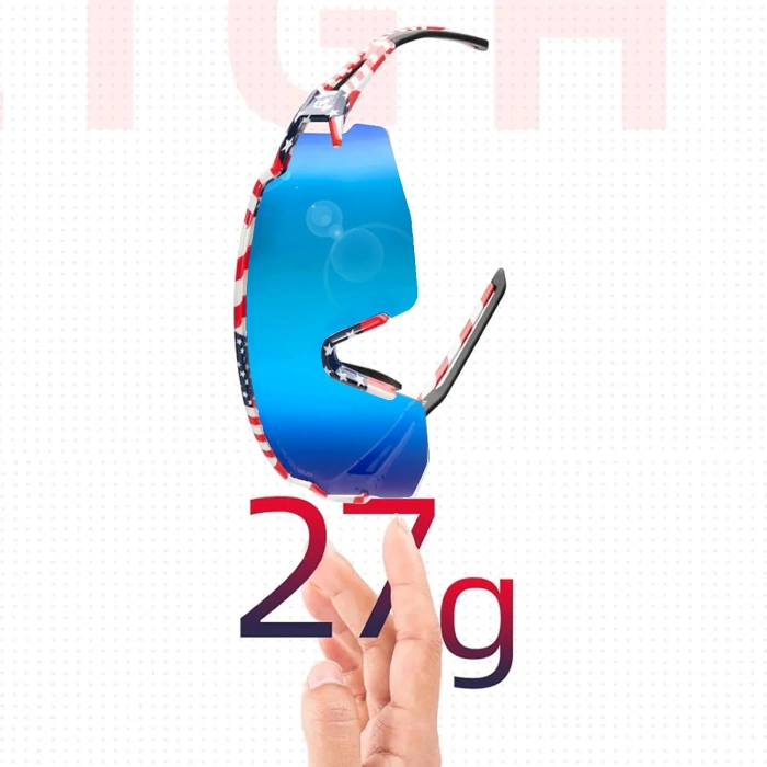 Okulary rowerowe Rockbros polaryzacyjne z ochroną UV i wkładką korekcyjną niebieskie szkła - wzór USA - białe