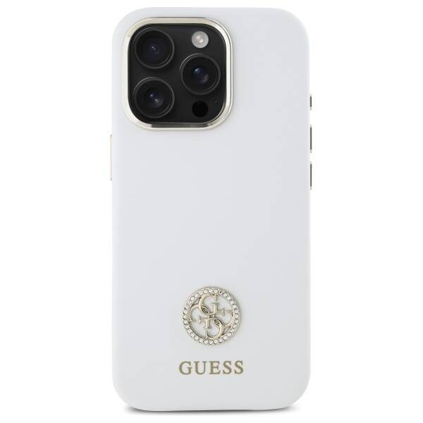 Etui Guess iPhone 16 Pro biały/white hardcase Silicone Logo Strass 4G