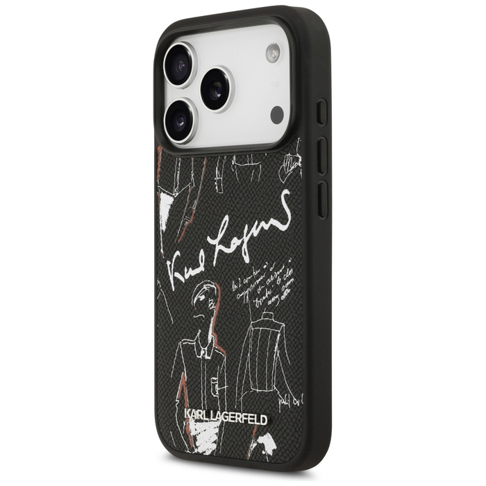 Etui Karl Lagerfeld Grained Pattern &    Logo MagSafe do iPhone 17 Pro czarny