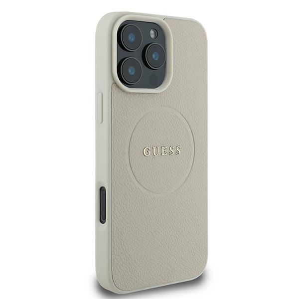 Etui Guess iPhone 16 Pro 6.3" beżowy/beige hardcase Grained Ring MagSafe