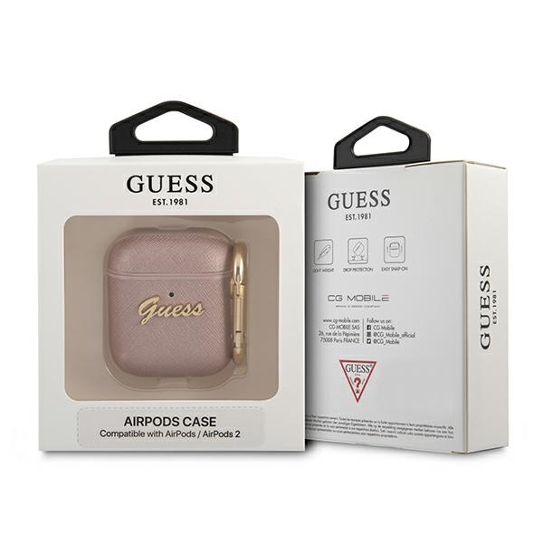 Etui GUESS Apple AirPods Saffiano Script Metal Collection Różowy Case