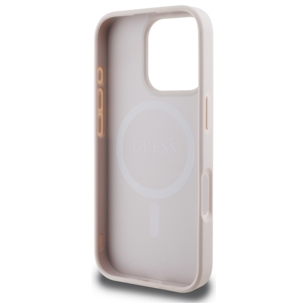 Etui Guess iPhone 16 Pro Max 6,9" różowy/pink MagSafe PU 4G Ring Classic Logo