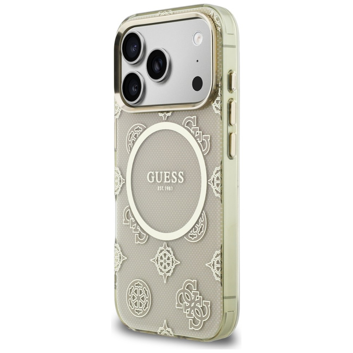 Etui Guess IML Peony Dot MagSafe do      iPhone 17 Pro beżowy