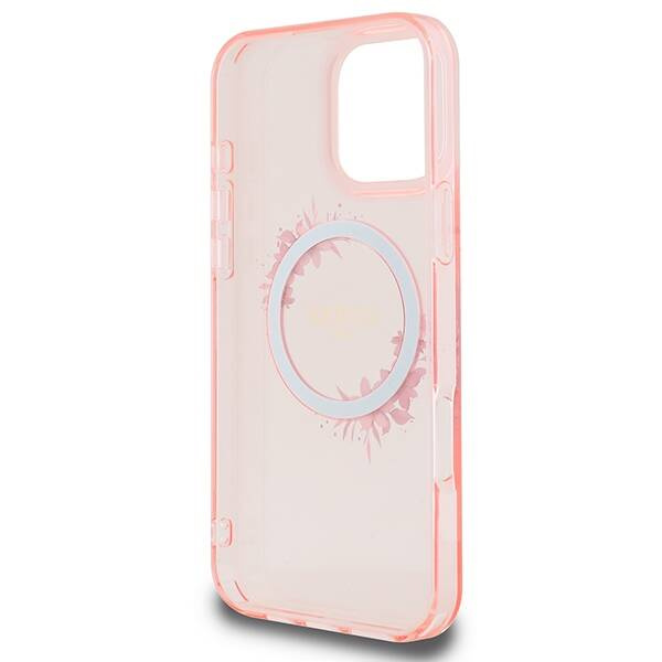 Etui Guess iPhone 16 Pro Max 6.9" różowy/pink hardcase IML Flowers Wreath MagSafe
