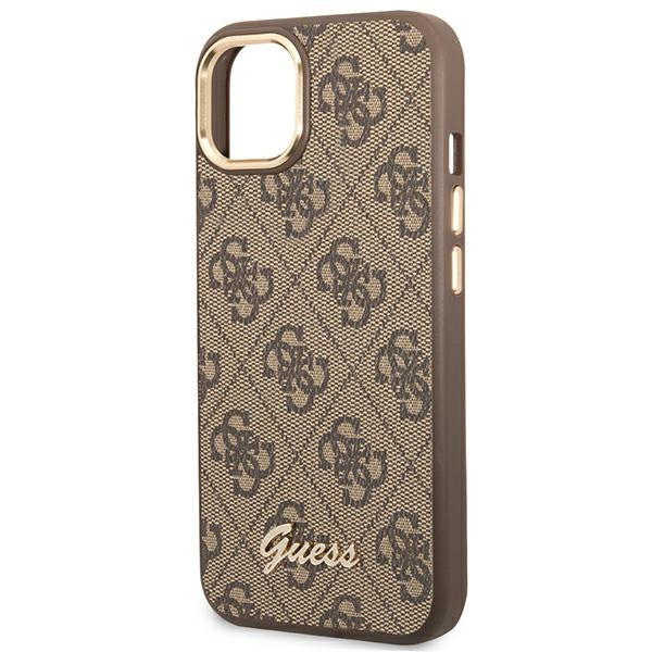 Etui GUESS Apple iPhone 14 4G Vintage Gold Logo Brązowy Hardcase