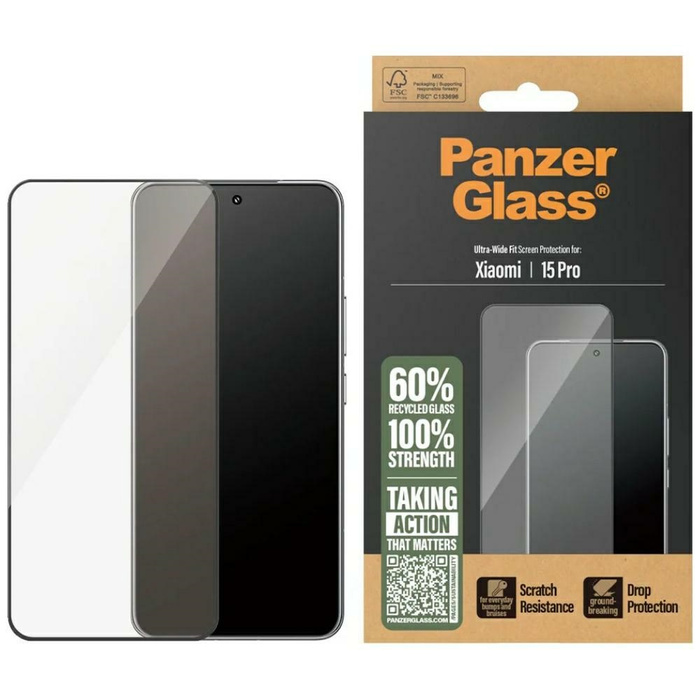 Szkło hartowane PanzerGlass Ultra-Wide   Fit w. Black Frame do Xiaomi 15 Pro