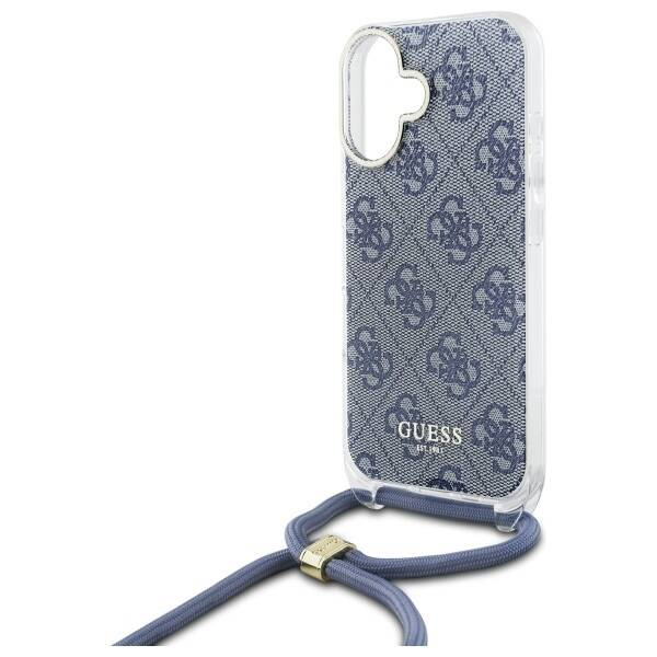 Etui Guess iPhone 16 6.1" niebieski/blue hardcase Crossbody Cord 4G Print