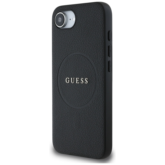 Etui Guess Grained Ring MagSafe do       iPhone 16e czarny