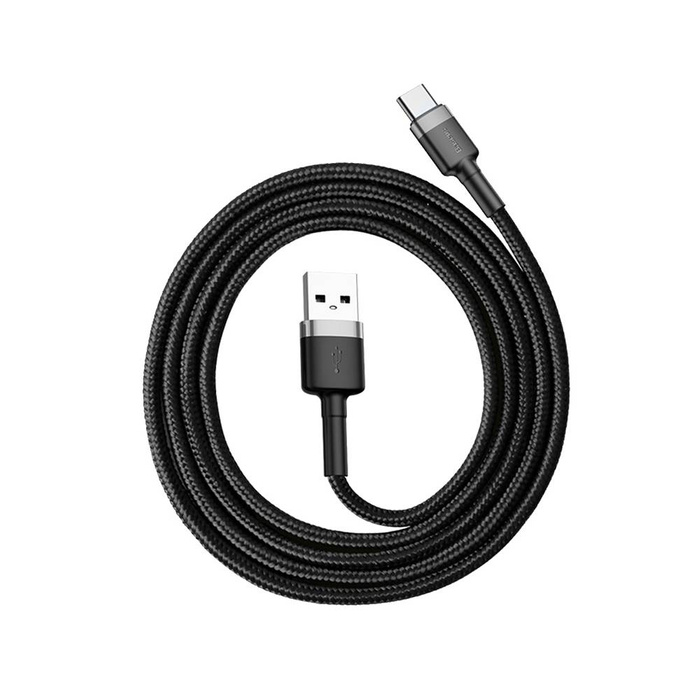 Baseus Cafule Cable wytrzymały nylonowy kabel przewód USB / USB-C QC3.0 3A 1M czarno-szary (CATKLF-BG1)