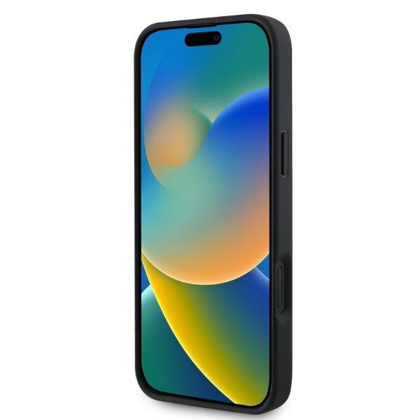 Etui Guess iPhone 16 6.1" czarny/black hardcase Grained Gold Ring MagSafe