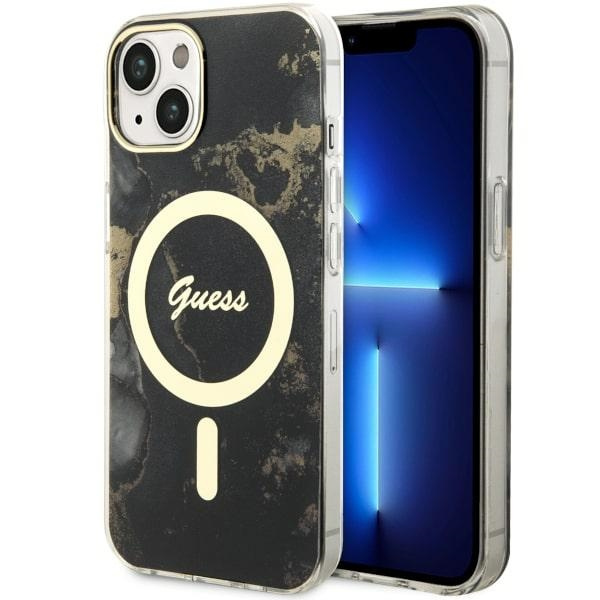 Etui Guess GUHMP14SHTMRSK iPhone 14 6.1" czarny/black hardcase Golden Marble MagSafe Case