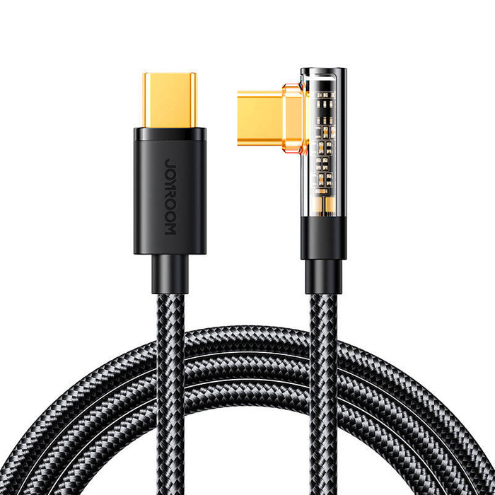 Joyroom kabel USB C kątowy - USB C do szybkiego ładowania i transferu danych 100W 1,2 m czarny (S-CC100A6)