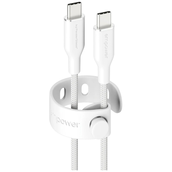 Kabel empower by PanzerGlass Racing 60W  USB-C do USB-C 2m srebrno-biały