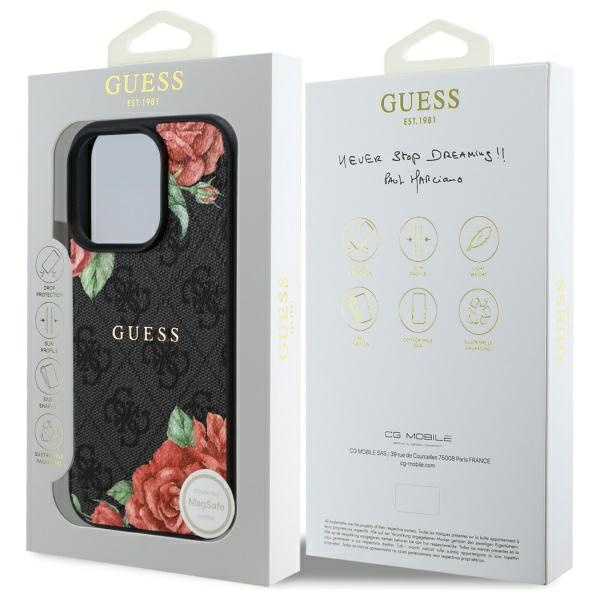 Guess GUHMP16XP4ROPEMCK iPhone 16 Pro     Max 6.9" czarny/black hardcase 4G Flowers Print MagSafe