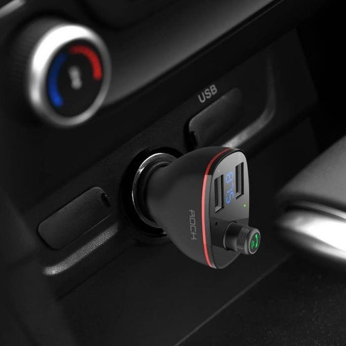 ŁADOWARKA ROCK B300 2-PORT USB CAR CHARGER + TRANSMITER FM BLACK CZARNA