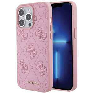 Etui Guess GUHCP15XP4EPMP iPhone 15 Pro Max 6.7" różowy/pink hardcase Leather 4G Stamped Case