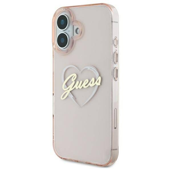 Etui Guess iPhone 16 6.1" różowy/pink hardcase IML Heart