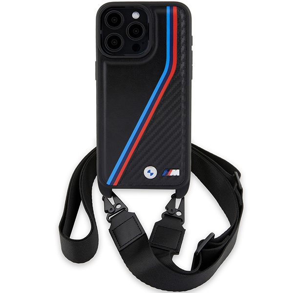 Etui Bmw Bmhcp15x23psvtk Iphone 15 Pro Max 6.7" Czarny/black Hardcase M Edition Carbon Tricolor Lines & Strap Case