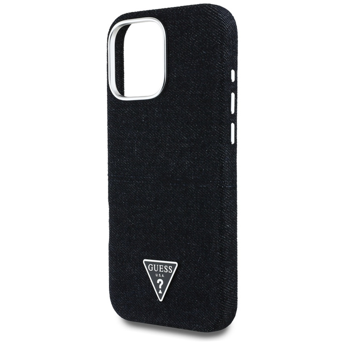 Etui Guess Denim Triangle Logo MagSafe   do iPhone 16 Pro czarny