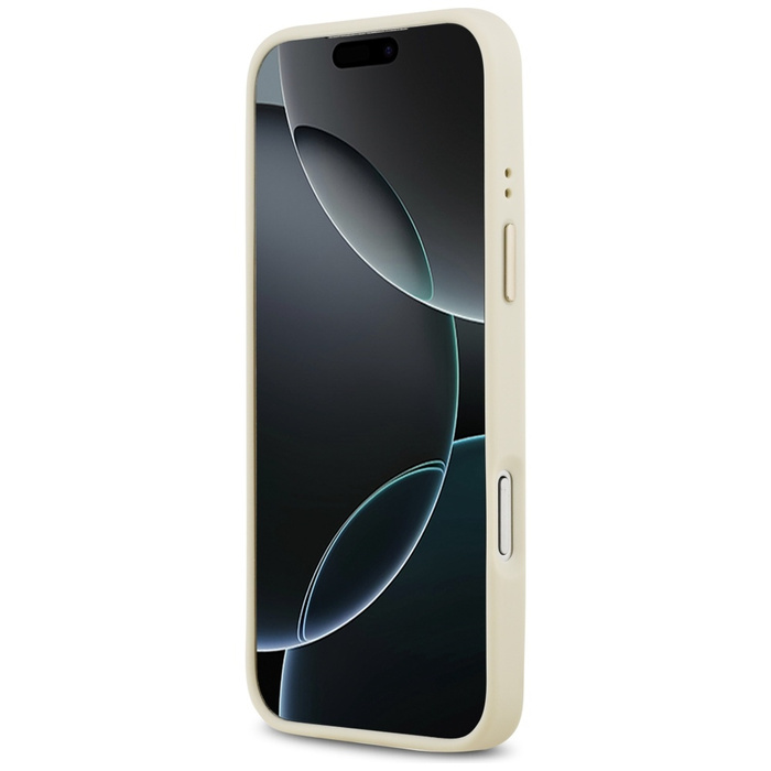 Etui Guess Grained Strass Logo MagSafe   do iPhone 17 Pro Max beżowy