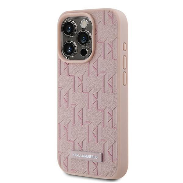 Etui Karl Lagerfeld KLHMP15XPKHPORPP iPhone 15 Pro Max 6.7" hardcase różowy/pink Leather Monogram Metal Logo