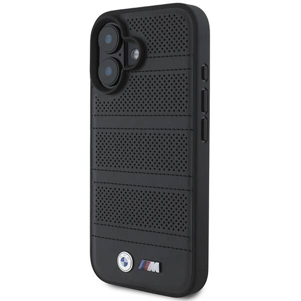 Etui BMW iPhone 16 6.1" czarny/black hardcase M Perforated And Stitched Line MagSafe