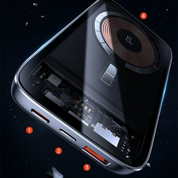 USAMS Powerbank PB67 10000mAh 20W QC3.0+PD Magnetic Wireless Fast Charge stalowy/tarnish 10KCD18401 (US-CD184)