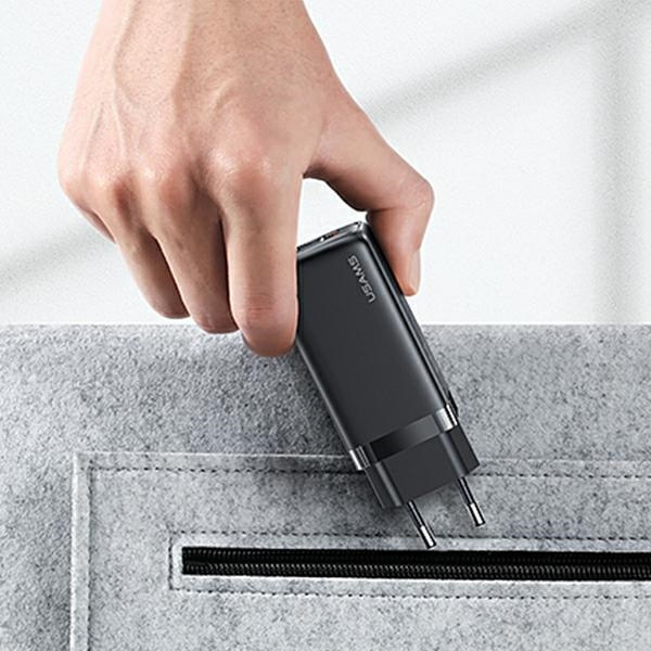 USAMS Ład. siec. 1xUSB-C+1xUSB T47 65W PD Fast Charging Super Si biały/white CC153TC02  (US-CC153)