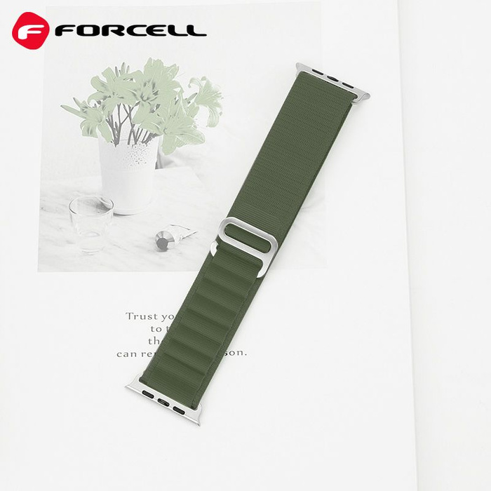 FORCELL F-DESIGN FA13 pasek do APPLE Watch 42 / 44 / 45 / 49 mm zielony