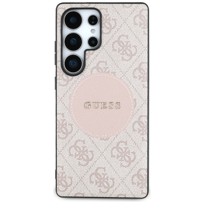 Etui Guess 4G Round Patch Classic Logo    MagSafe do Samsung Galaxy S25 Ultra różowy