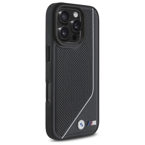 Etui BMW iPhone 16 Pro 6.3" czarny/black hardcase M Perforated Twisted Line MagSafe