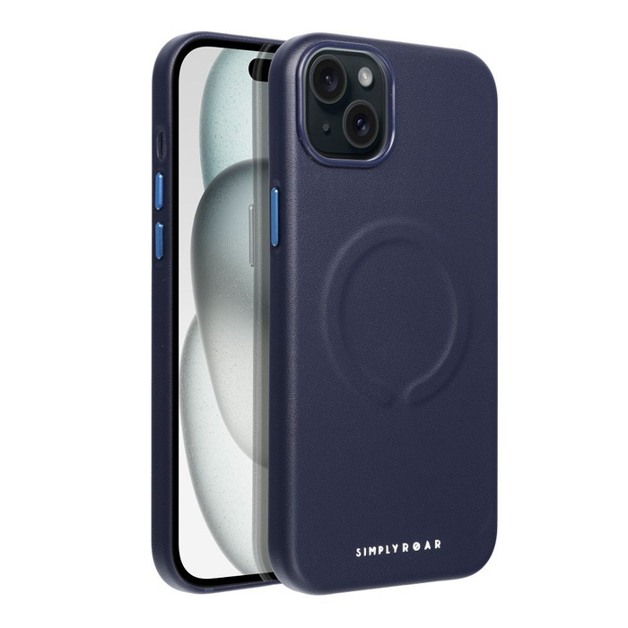 ROAR futerał LEATHER MAG kompatybilny z MagSafe do IPHONE 15 Plus Granatowy