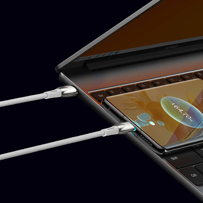 Baseus Glimmer Series kabel z szybkim ładowaniem USB-C 480Mb/s PD 100W 2m biały