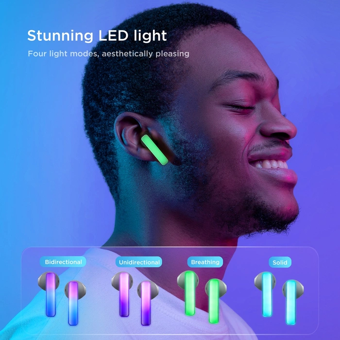 Słuchawki bezprzewodowe TWS Joyroom JR-TC1 IceLens Series ze światłami LED - czarne