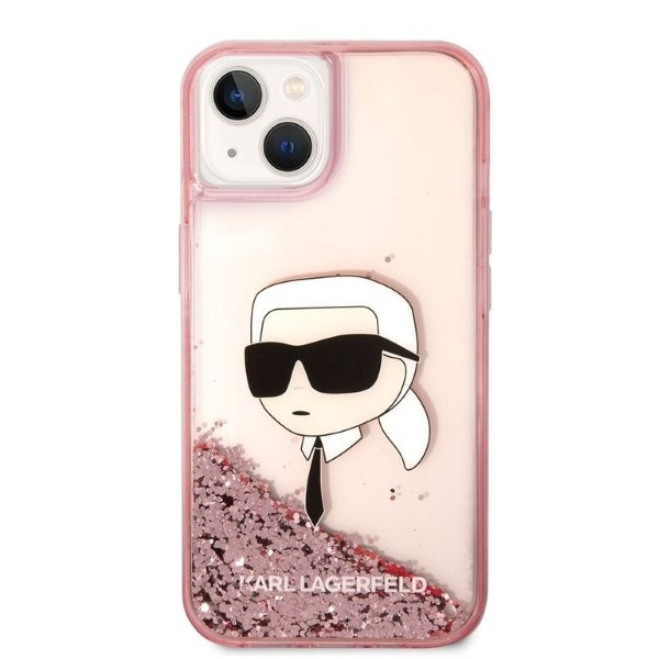 Etui KARL LAGERFELD Apple iPhone 14 Plus Glitter Karl Head Różowy Hardcase