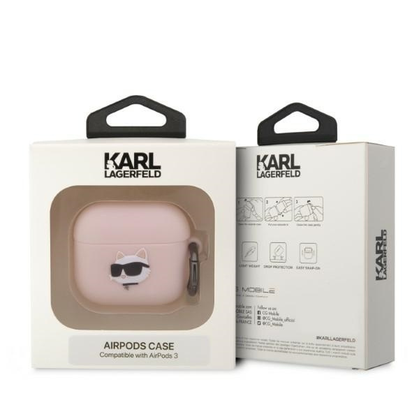 Karl Lagerfeld KLA3RUNCHP AirPods 3 cover różowy/pink Silicone Choupette Head 3D