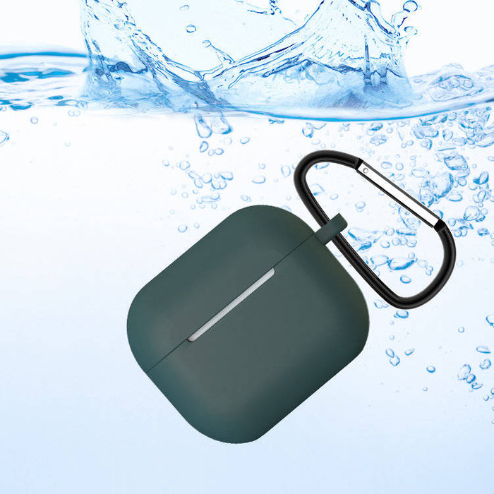 Etui do AirPods 3 silikonowy miękki pokrowiec na słuchawki + brelok karabińczyk zawieszka ciemnoniebieski (case D)