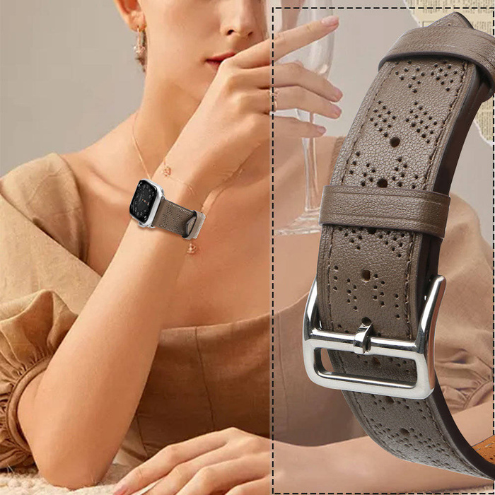 Pasek Strap Leather skórzany pasek Apple Watch Ultra, SE, 8, 7, 6, 5, 4, 3, 2, 1 (49, 45, 44, 42  mm) opaska bransoleta ciemnobrązowy