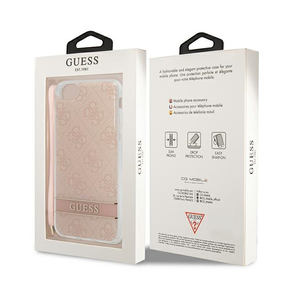 Etui GUESS Apple iPhone SE 2022 SE 2020 7 8 4G Print Strap Różowy Hardcase