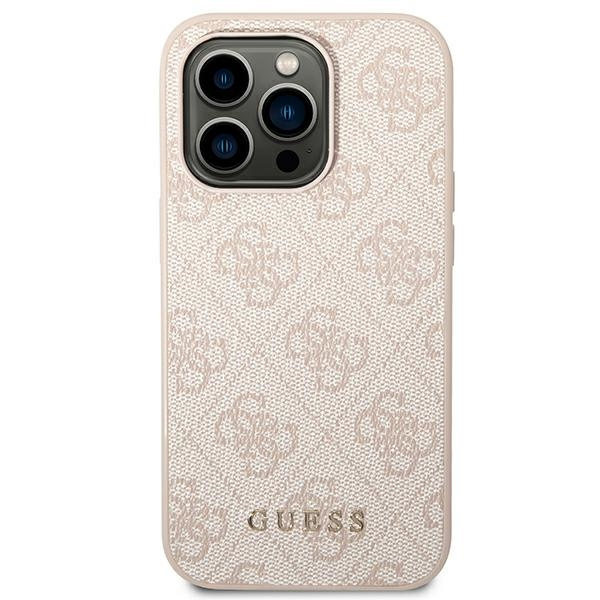 Etui GUESS Apple iPhone 14 Pro 4G Metal Gold Logo Różowy Hardcase