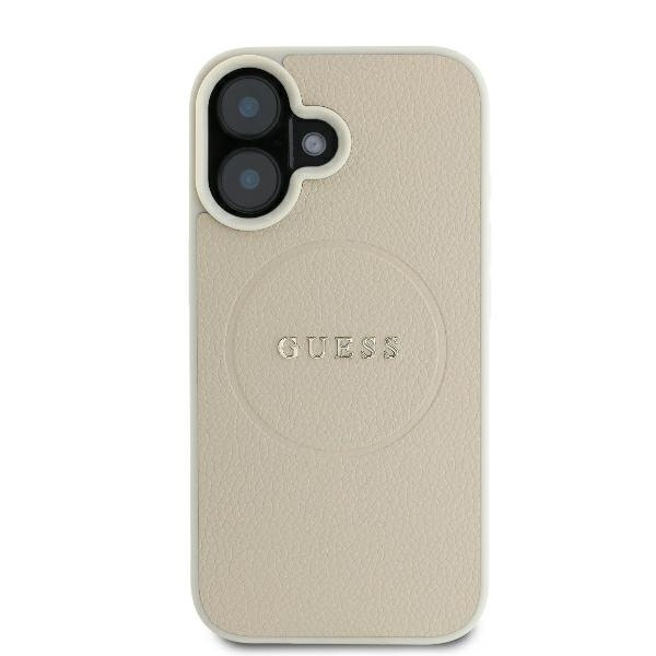 Etui Guess iPhone 16 6.1" beżowy/beige hardcase Grained Ring MagSafe