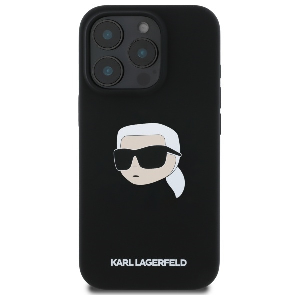 Etui Karl Lagerfeld iPhone 16 Pro czarny/black HC MagSafe Sil KL Head Print