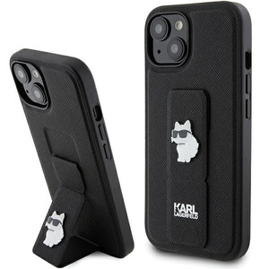 Etui Karl Lagerfeld KLHCP15SGSACHPK iPhone 15 6.1" czarny/black hardcase Gripstand Saffiano Choupette Pins Case