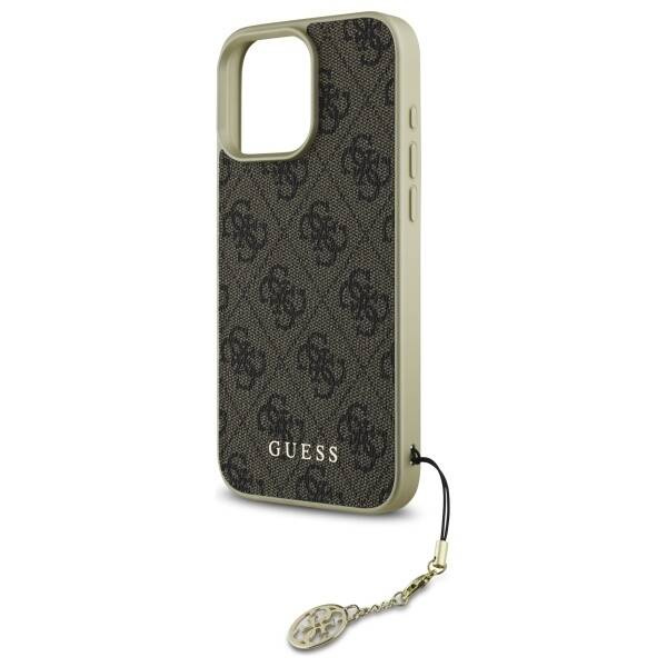 Etui Guess iPhone 16 Pro brązowy/brown hardcase 4G Charms Collection