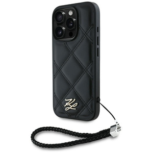 Etui Karl Lagerfeld Quilted Initial Logo & Chain Strap do iPhone 16 Pro czarny