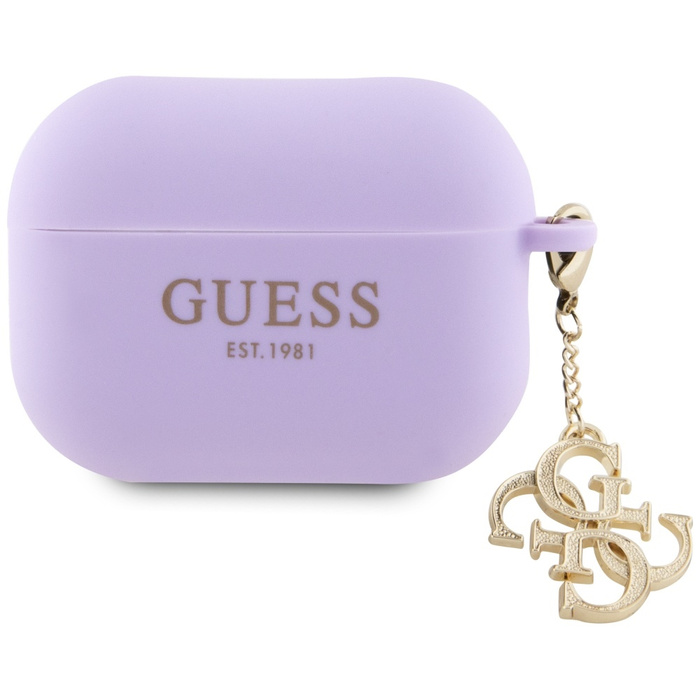 Etui Guess GUAP2LECG4U AirPods Pro 2 cover fioletowy/purple Liquid Silicone Glitter Triangle Charm Case